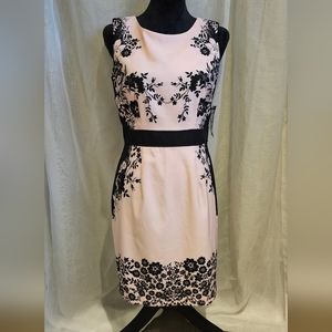 Pink & black floral straight dress sz4